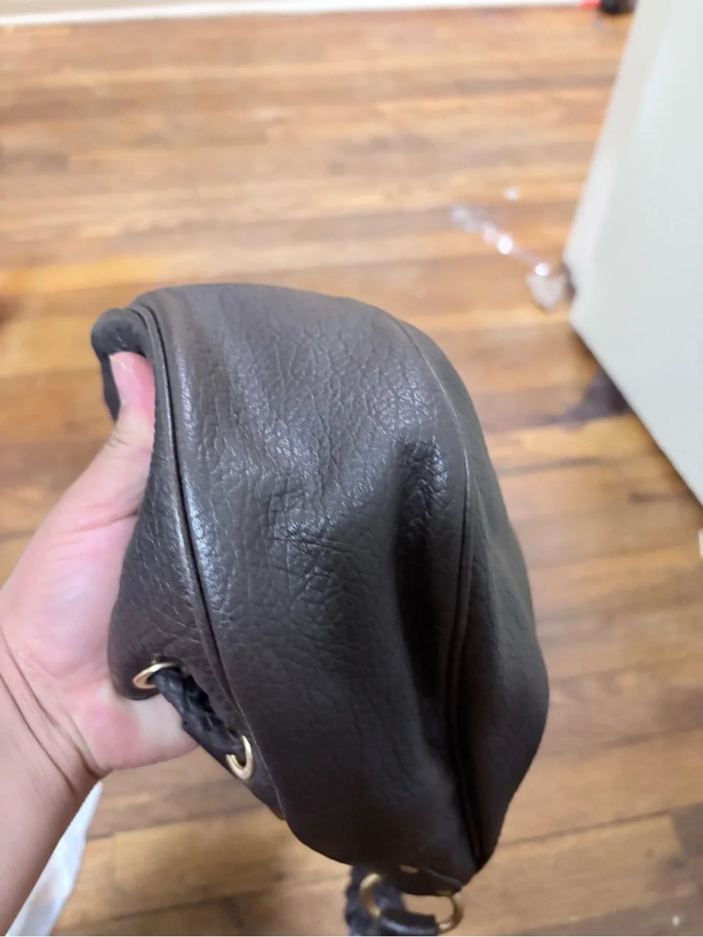 Michael Kors Vintage Braided Handle Pebble Leather Hobo - Dark Brown